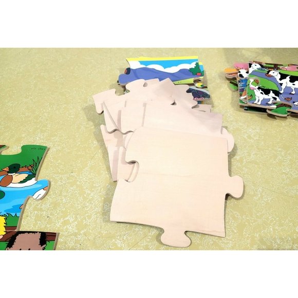 JUMBO 26 piece kids' Wooden FARM scene JIGSAW FLOOR PUZZLE 36x24 First Learning - Picture 7 of 9